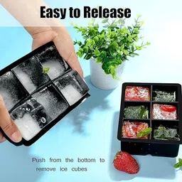 bakemo 6 Cavity Ice Cube Trays for Freezer Stackable Ice Cube Mold for Large Square Ice Multicolor Silicone Ice Cube Tray image 3