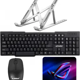 Henture Prodot Keyboard and Mouse Combo with Aluminium Laptop Standand and Mouse Pad Combo Set-picture-23