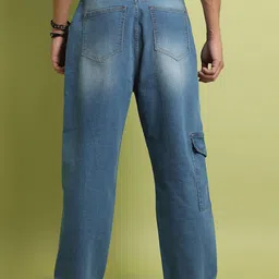 Campus Sutra Men Smart Wide Leg Low Distress Light Fade Stretchable Cotton Jeans image 2