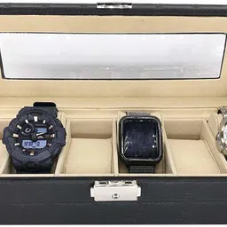 bucketlist Leather Watch Storage Box with Finish and Glass Window Metal Lock with 10 Slots 30 x 12 x 8 cm, 1- Piece Watch Box image 3