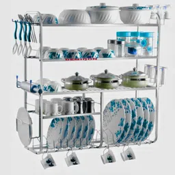 demiqon Utensil Kitchen Rack 5 Shelves Kitchen Rack | Kitchen Wall Mount Rack | 31 x 30 Inch | Steel-picture-11