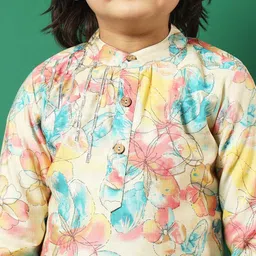 Readiprint Fashions Boys Floral Printed Gotta Patti Chanderi Silk Kurta with Pyjamas image 4