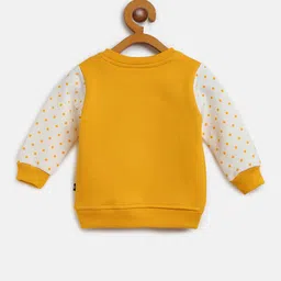 Moms Love Boys Mustard Yellow & White Colourblocked Sweatshirt with Lion Applique image 4