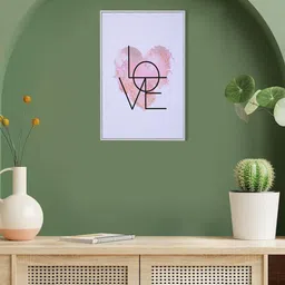 MARKET99 White & Pink Heart Painting Rectangle Shape Wall Art image 3