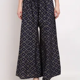 GRACIT Women Maroon & Navy Blue Set Of 2 Embellished Flared Knitted Palazzos image 5