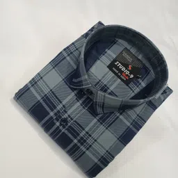 Men Slim Fit Checkered Spread Collar Casual Shirt-image-4