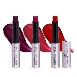 SHRYOAN Set Of 3 Non Transfer Bullet Lipstick- 3.5g Each - Jam Berry-Godiva-Light Mahroon image 5
