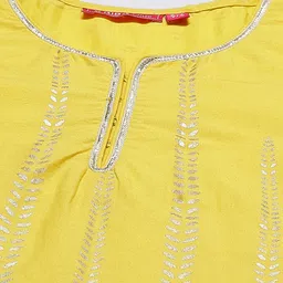 Biba Girls Yellow & Blue Ethnic Motifs Print Regular Cotton Kurta with Palazzos & Dupatta image 3