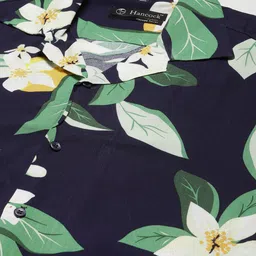 Hancock Men Navy & Green Printed Relaxed Fit Casual Resort Shirt image 4