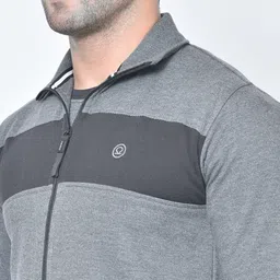 Chkokko Men Grey Colourblocked Insulator Training or Gym Sporty Jacket image 2
