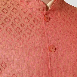 Peter England Elite Men Orange Woven Design Nehru Jackets image 4