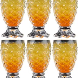 kko fashion (Pack of 6) Crystal Glass Pineapple Shape Whiskey/Juice Glasses (Set of 6) Glass Set Water/Juice Glass-picture-28