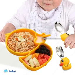 funblast Baby Feeding Set with Plate, Spoon, Fork and Sipper, Dinner Set, Kids Tableware - Silicone image 5