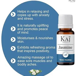 kaj organics Jasmine Essential Oil 10 ml Bottle for Diffuser Massage and Relaxation image 3