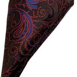 VOICI Men's Paisley Black & Red Color Pocket Square & Cravat image 3