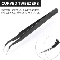 gleevia Professional Tweezers for Eyelash Extension-Straight & Curved Stainless Tweezers image 3
