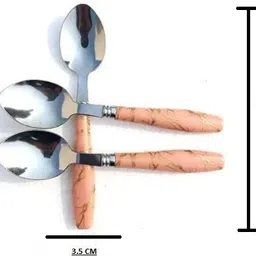 jeniry Stylish Ceramic Marble Handle Stainless Steel Table Spoon Stainless Steel, Plastic Table Spoon Set image 4