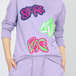 Zeyo Typography Printed Round Neck Sweatshirt With Joggers Co-Ords image 2