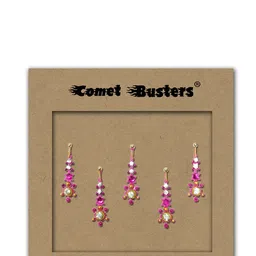 Comet Busters 5-Pcs Traditional Designer Bindi - Pink BIN037 image 3