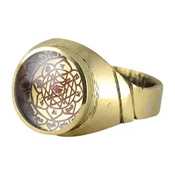astrosale Brown Copper Gold Plated Ashtadhatu Shree Yantra Ring for Men and Women image 1
