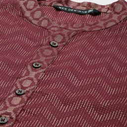 See Designs Men Maroon Thread Work Kurta with Trousers image 4