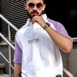 Maniac Colourblocked Polo Collar Cotton T-shirt image 2