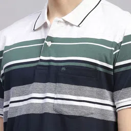 Monte Carlo Men Striped Polo Collar Pockets T-shirt image 3
