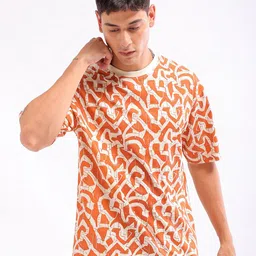 The Indian Garage Co Men Abstract Printed Drop Shoulder Sleeves Oversized T-shirt image 2