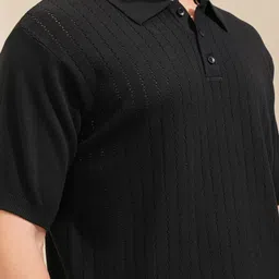 HIGHLANDER Men Solid Polo Collar Cotton Relaxed Fit T-Shirt image 2