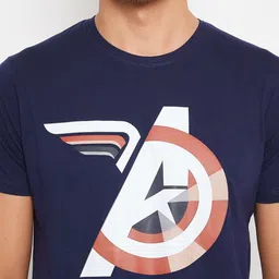Marvel by Wear Your Mind Men Navy Blue White Avengers Printed Pure Cotton T-shirt image 5
