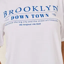 Styli Women Brooklyn Slogan Roll Up Oversized T-Shirt image 5