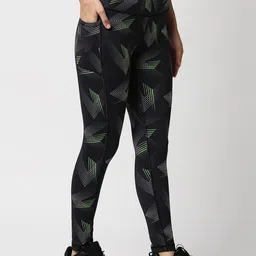 SOIE High Waist Ankle Length Quick Dry Printed Sports Leggings With Side Pockets image 3