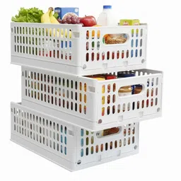 aditya polymers Plastic Foldable & Stackable Drawer-Style Sliding Organisers for Wardrobe & Kitchen Storage Basket-picture-20