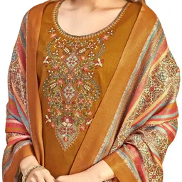 shempire Unstitched Wool Salwar Suit Material Embroidered image 2