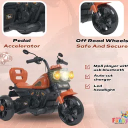 little funky Pedal Accelerator Kids Electric Bike with Led Headlight & Mp3 Player with USB, Bike Battery Operated Ride On image 2