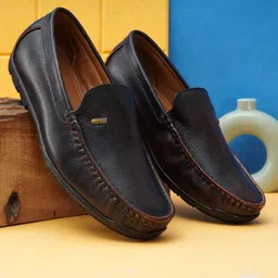 barbato Men's Genuine Leather (NDM Leather) Handmade Brown Brush off Loafer Shoes Loafers For Men image 2