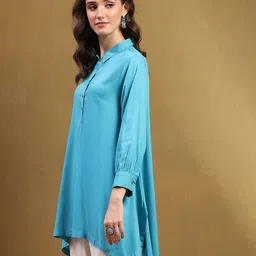 biba Women A-Line Kurti with Cuffed Sleeves image 2