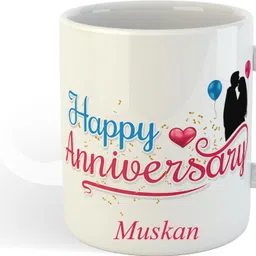 uniarawalas Happy Anniversary Muskan Name Ceramic Coffee Mug image 2