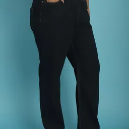 theRebelinme Plus Size Women Smart Straight Fit High-Rise Denim Trouser image 4