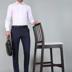 raymond Men Slim Fit Dark Blue Polyester Trousers image 2