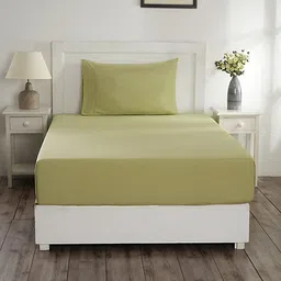 MASPAR Eden Green 144 TC Cotton Single Bedsheet With 1 Pillow Cover image 4