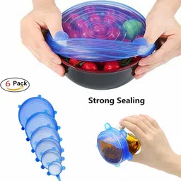 voxxil VVI®-940-BG-Safety Silicone Stretch Dishwasher Microwave and Freezer Safe Lids 8 inch Lid Set, Pack of 6 image 2