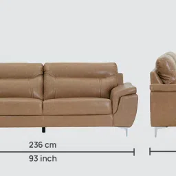 royaloak Harmony Leatherette 3 Seater Sofa in Brown Colour image 2