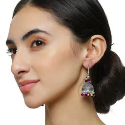 fashion fusion Bridal Wedding Traditional Gold Pearl Jhumkas/ Jhumka/ Jhumki Earrings For Women Silver, Alloy Jhumki Earring-picture-11