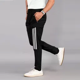 clowzed Men Striped Black Track Pants image 3