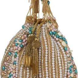 Women Yellow, Multicolor Potli-image-3