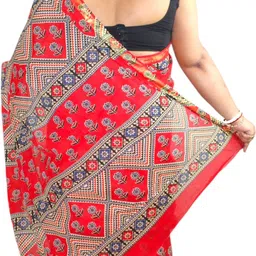 generative Printed, Floral Print, Geometric Print Chanderi Pure Cotton Saree image 2