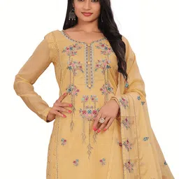 Stylee LIFESTYLE Floral Embroidered Organza Unstitched Dress Material image 2