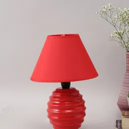 TAYHAA Red Textured Ceramic Classic Table Lamp image 3
