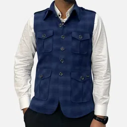 gargian master cut Checkered Men Waistcoat image 1